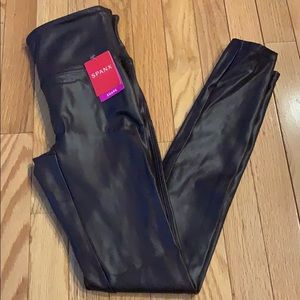 NWT Spanx Maroon Leather Leggings